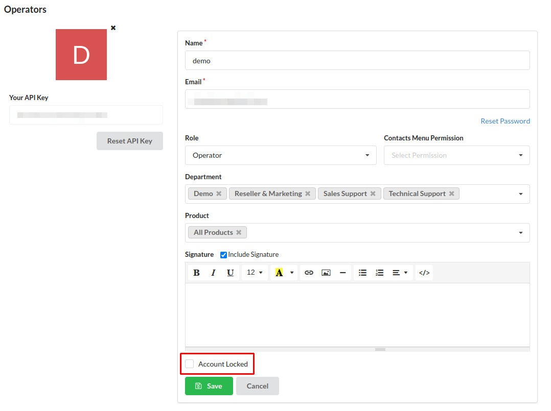 Output Desk Lock Operator Accounts