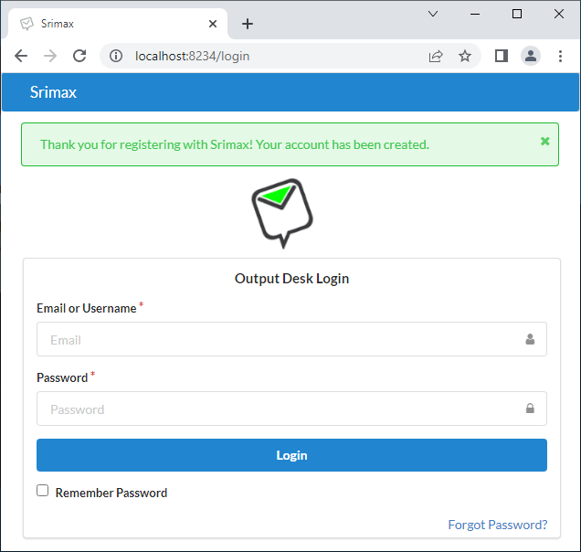 Output Desk - Login