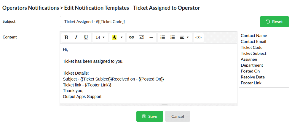 Output Desk Ticket Assigned to Operator